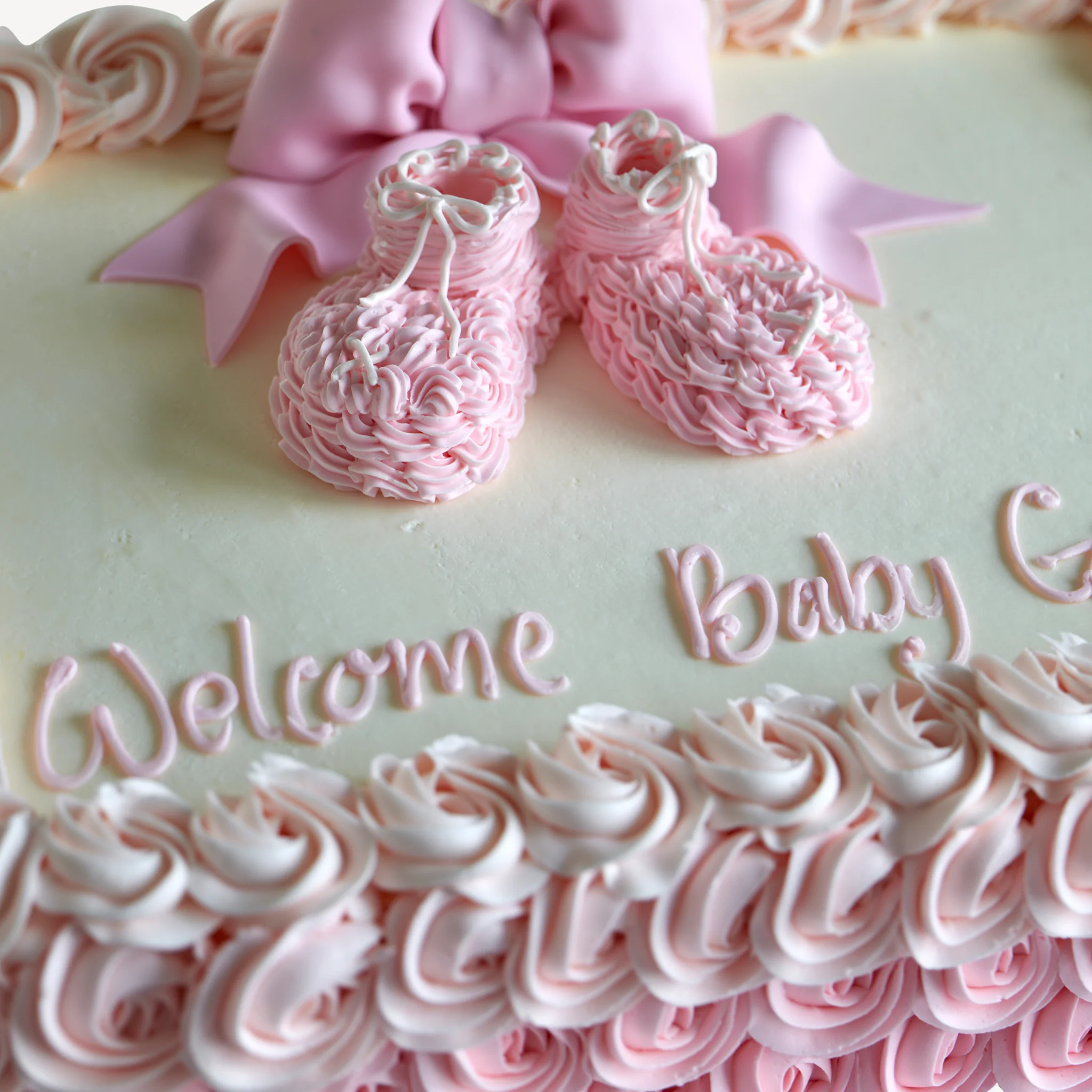 Online Cake Order - Booties & Bow Sheet Cake #306Baby - Image 2