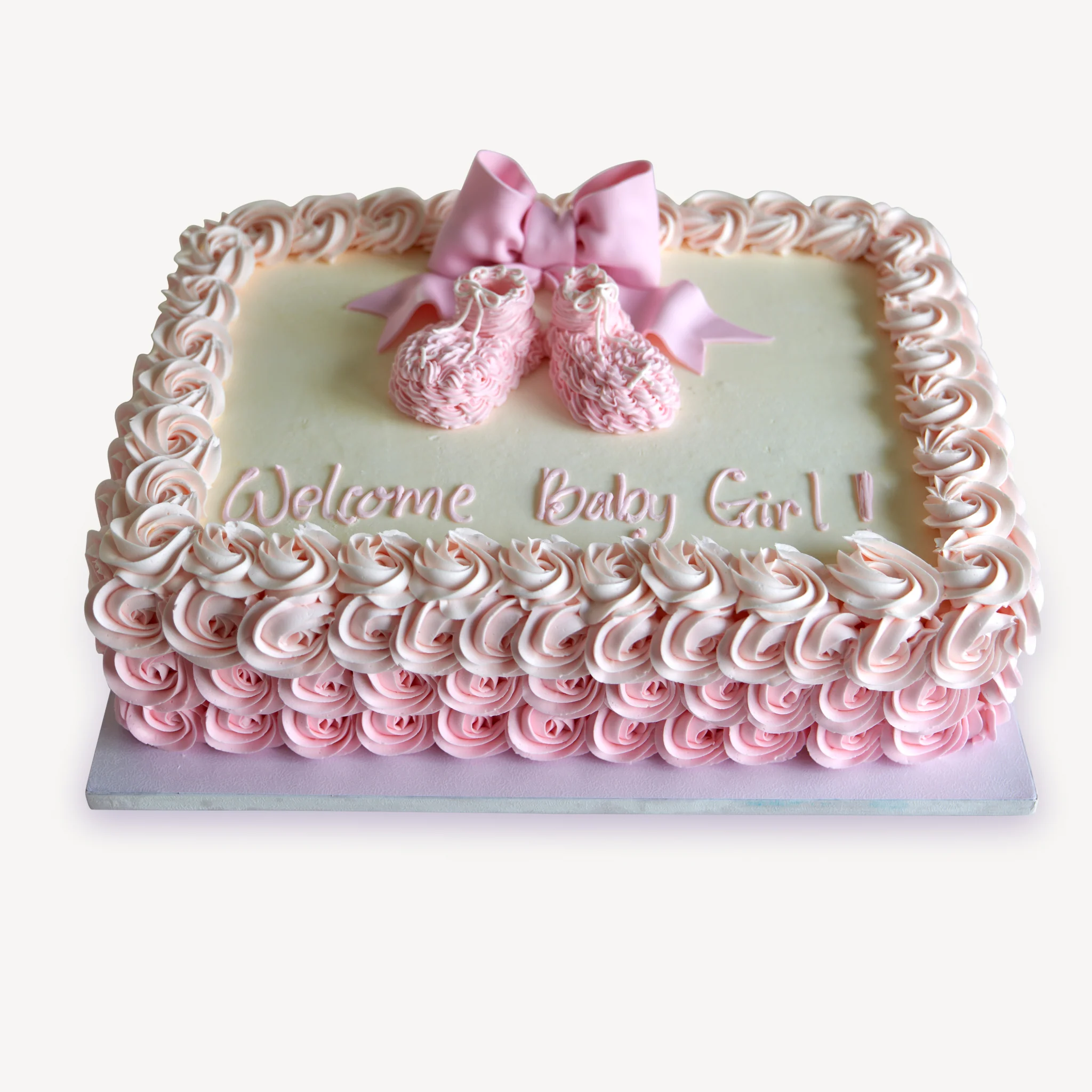 Online Cake Order - Booties & Bow Sheet Cake #306Baby - Image 3