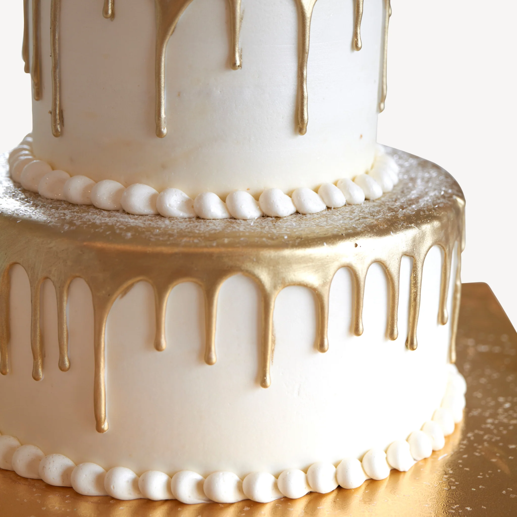Online Cake Order - White & Gold Two-Tier Drip Cake #13Drip - Image 3